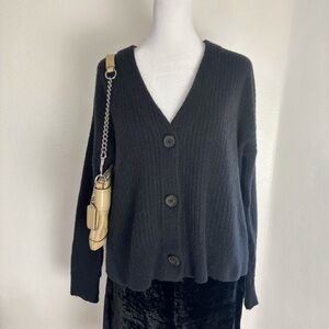 Madewell Alpaca Wool Blend Black Ribbed Cardigan – Size Small